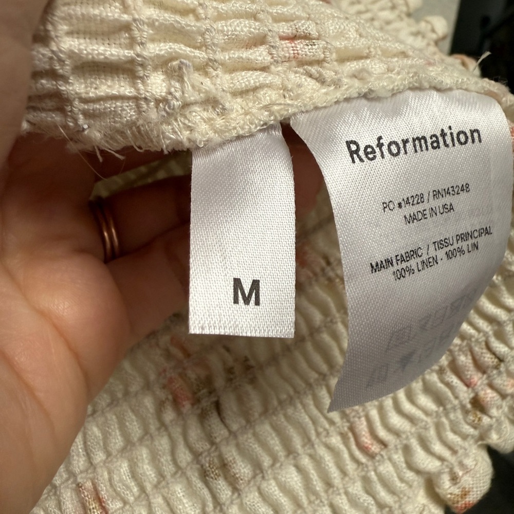 Reformation Ivory Floral Puff Sleeve Blouse - Picture 8 of 9